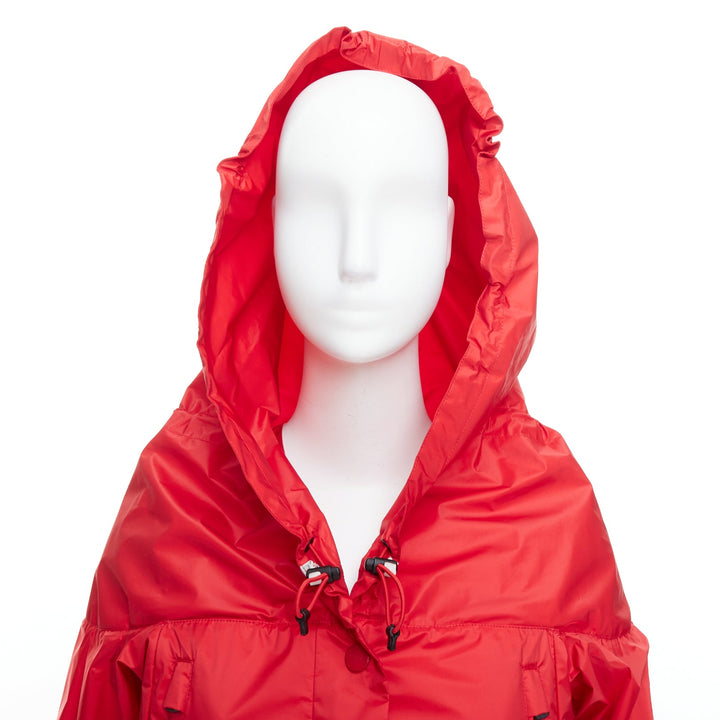 MONCLER Grenoble red oversized hood nylon windbreaker coat Sz0