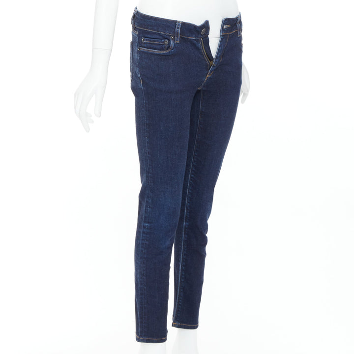 PRADA washed dark blue contour fit cropped skinny jeans XS