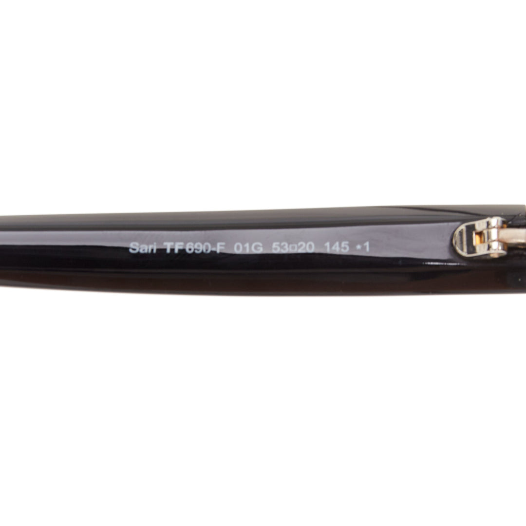 TOM FORD Sari TF690-F black acetate silver T bar oversized optical frame glasses