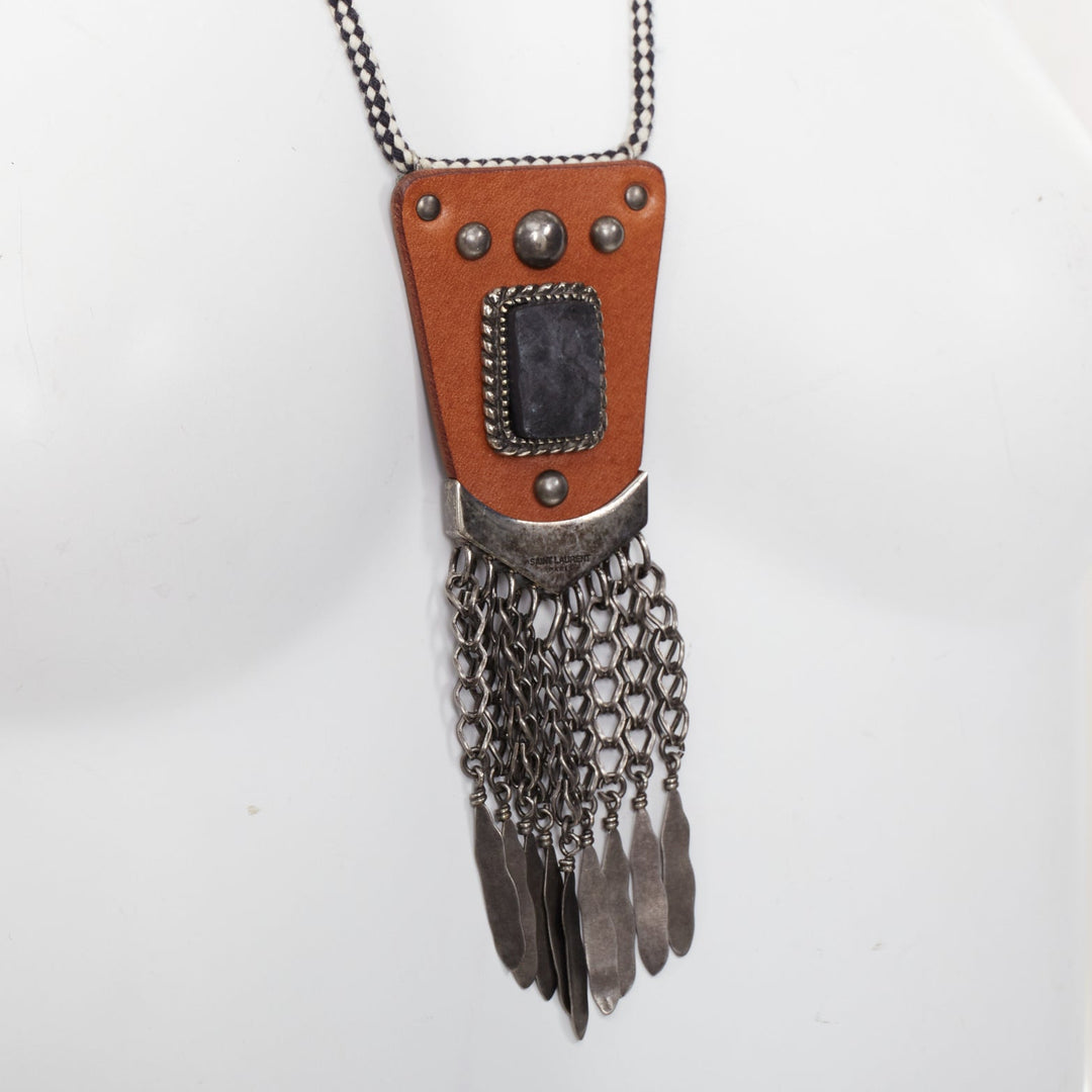SAINT LAURENT Hedi Slimane 2015 Runway Psych Rock Bohemian Stone necklace