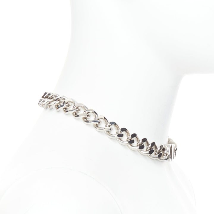 DIOR Kim Jones 2022 CD Icon silver metal chunky curb chain short necklace