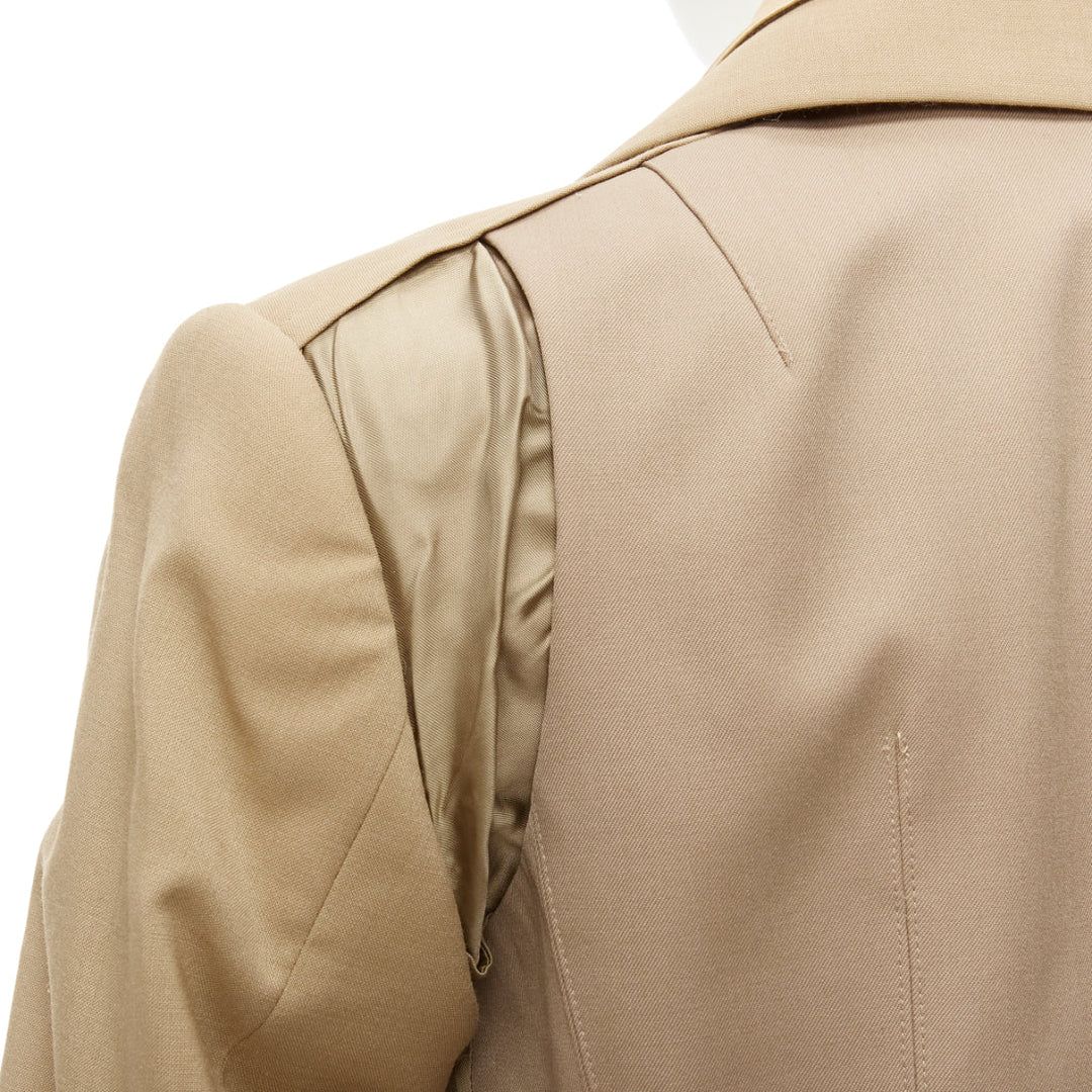 SACAI 2020 beige double collar mixed buttons deconstructed back blazer JP1 S