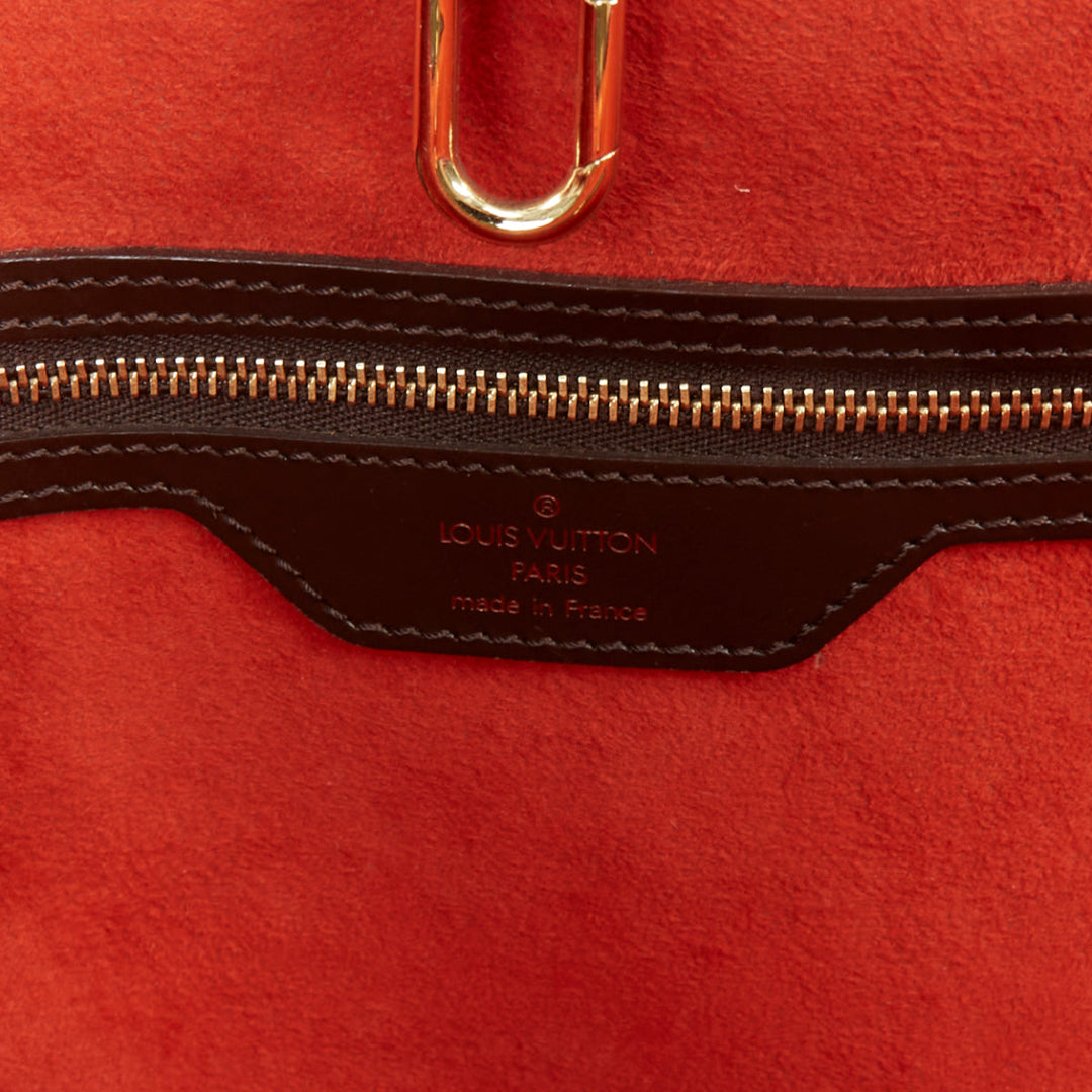LOUIS VUITTON Manosque GM brown damier ebene canvas pocket satchel tote bag