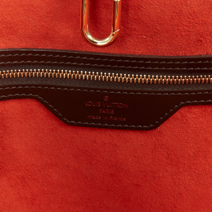 LOUIS VUITTON Manosque GM brown damier ebene canvas pocket satchel tote bag