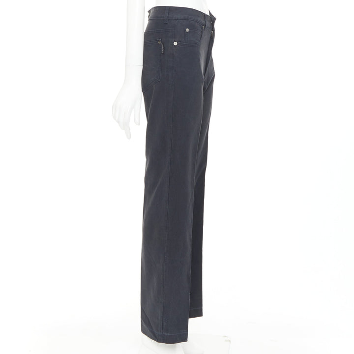 GUCCI black washed logo tab pocketed mid waist straight leg pants IT38 XS