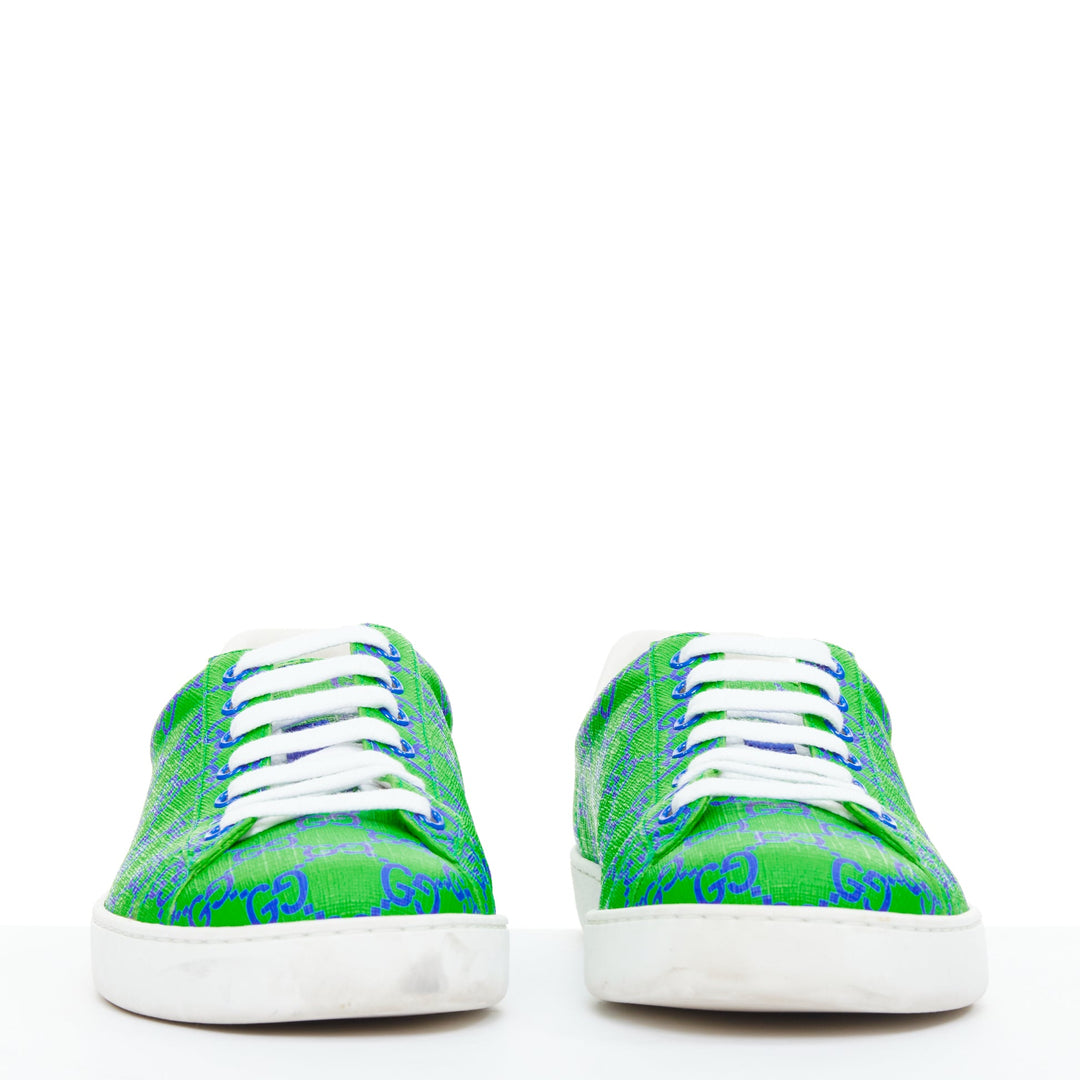GUCCI Ace Supreme Joy Monogram green blue low top sneakers UK7.5 EU41.5
