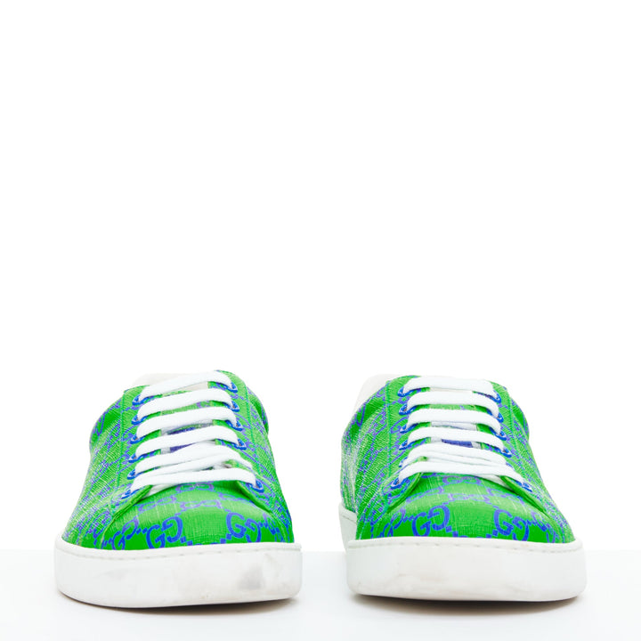 GUCCI Ace Supreme Joy Monogram green blue low top sneakers UK7.5 EU41.5