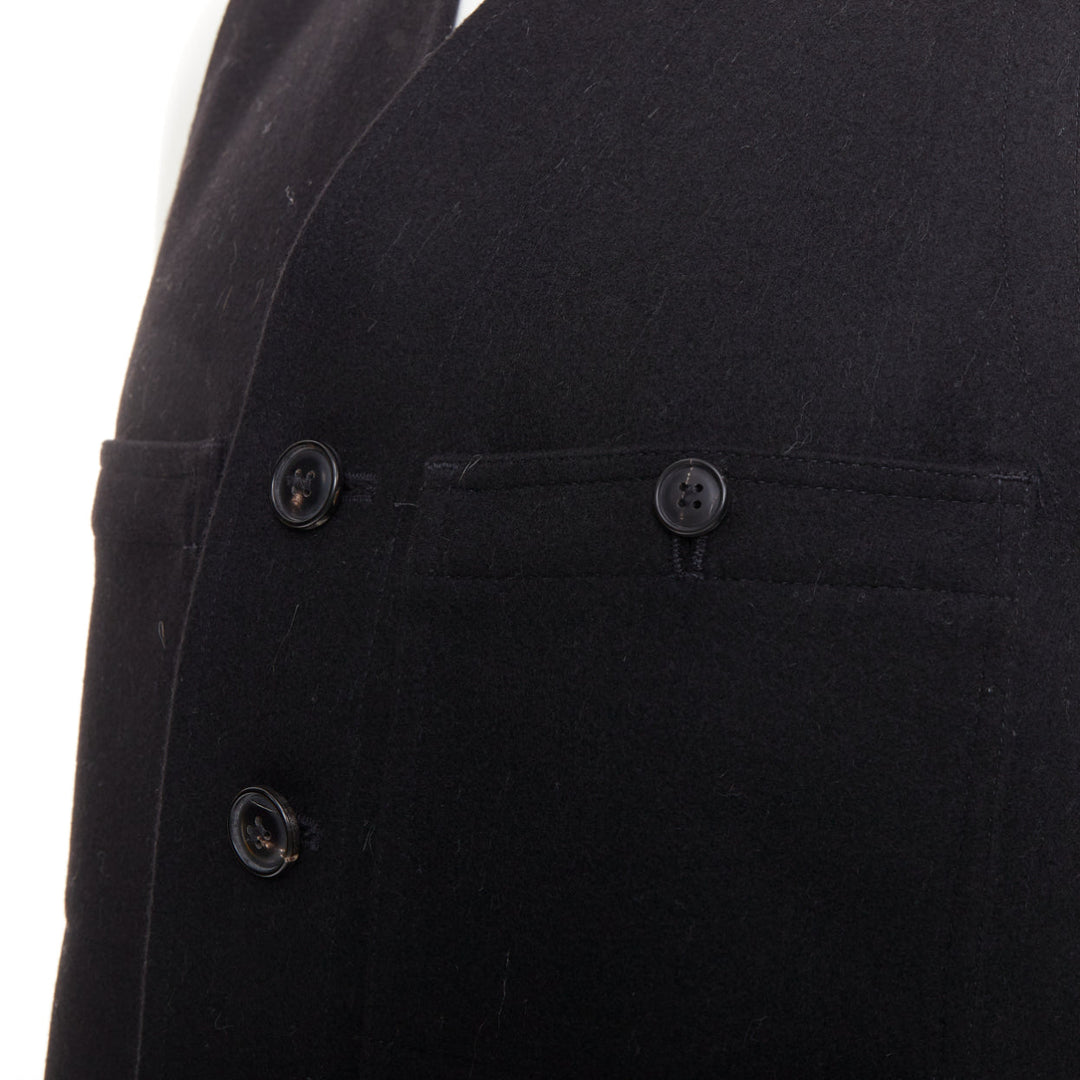 LEMAIRE black virgin wool felt horn buttons pocketed waist coat Sz.2 M