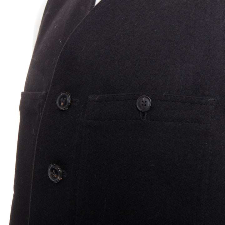LEMAIRE black virgin wool felt horn buttons pocketed waist coat Sz.2 M