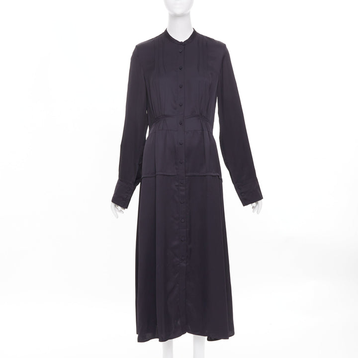 JIL SANDER W Dress 1 Viscose pleated long sleeve button shirt dress FR32 XXS