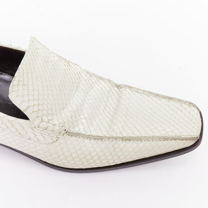 DOLCE GABBANA Vintage white scaled leather piped loafer shoes UK6 EU40
