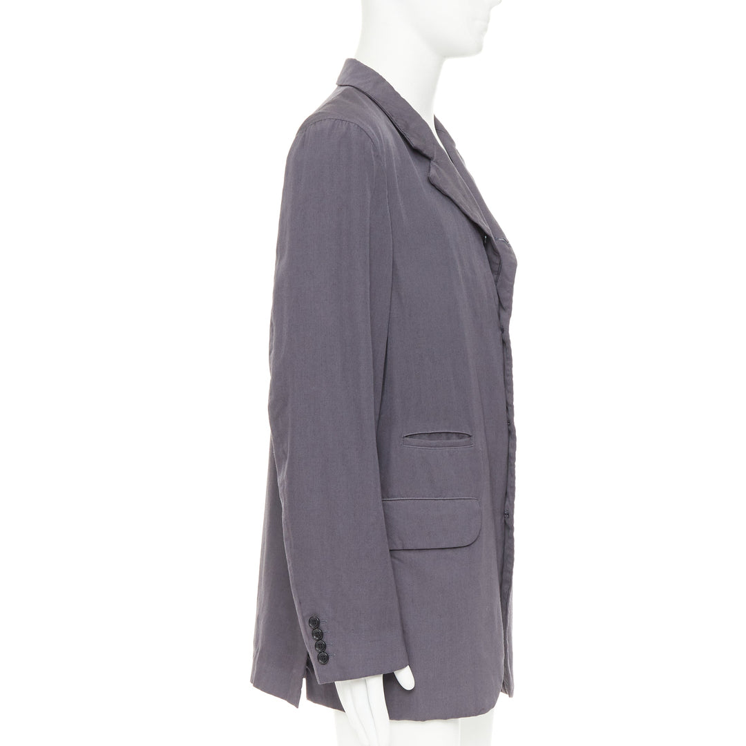 COMME DES GARCONS HOMME DEUX 2024 grey wool flap pockets long-line blazer XL
