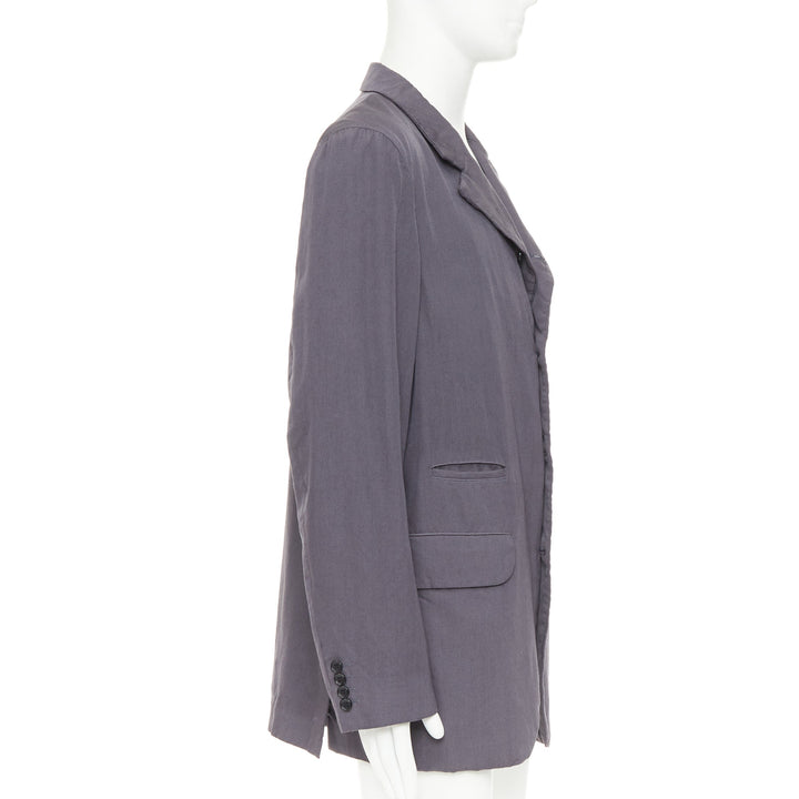 COMME DES GARCONS HOMME DEUX 2024 grey wool flap pockets long-line blazer XL