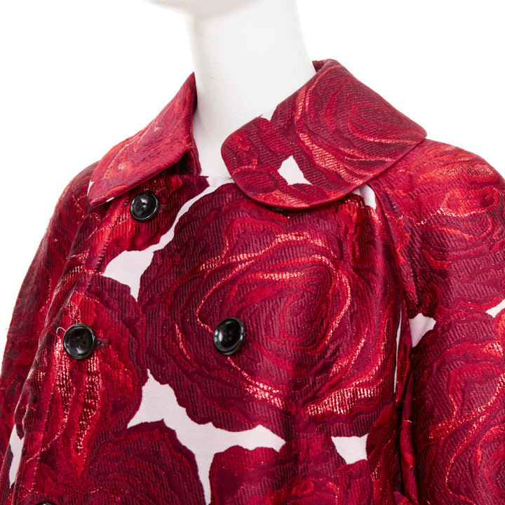 COMME DES GARCONS 2020 Orlando double sleeve red rose jacquard brocade coat S