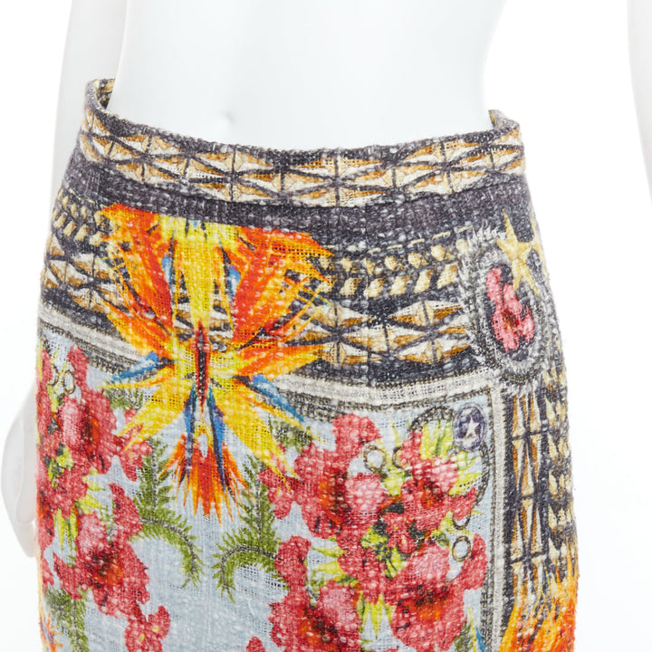 GIVENCHY Riccardo Tisci 2012 Birds of Paradise boucle tweed pencil skirt FR38 M