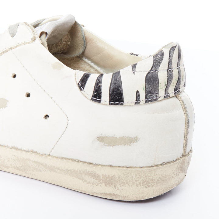 GOLDEN GOOSE Superstar leopard patch white distressed low sneakers EU36