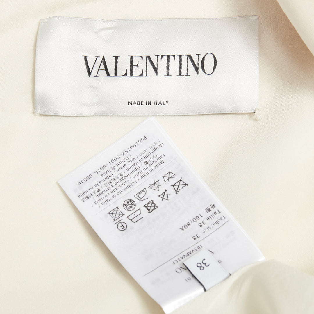 VALENTINO Crepe Couture ivory wool silk floral embroidered A-line dress IT38 XS