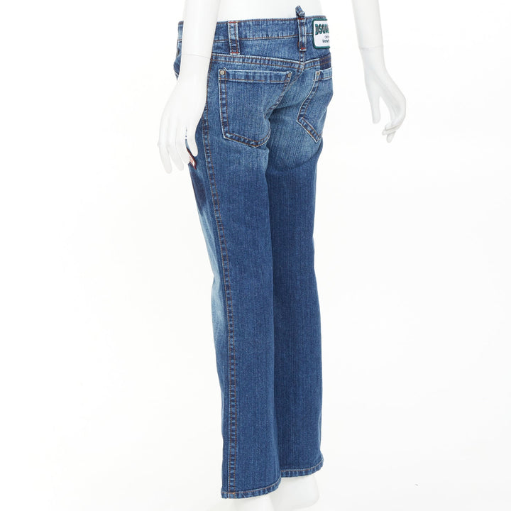 DSQUARED2 2004 Runway Chip Chip washed denim patch reworked bootcut jeans IT44 L