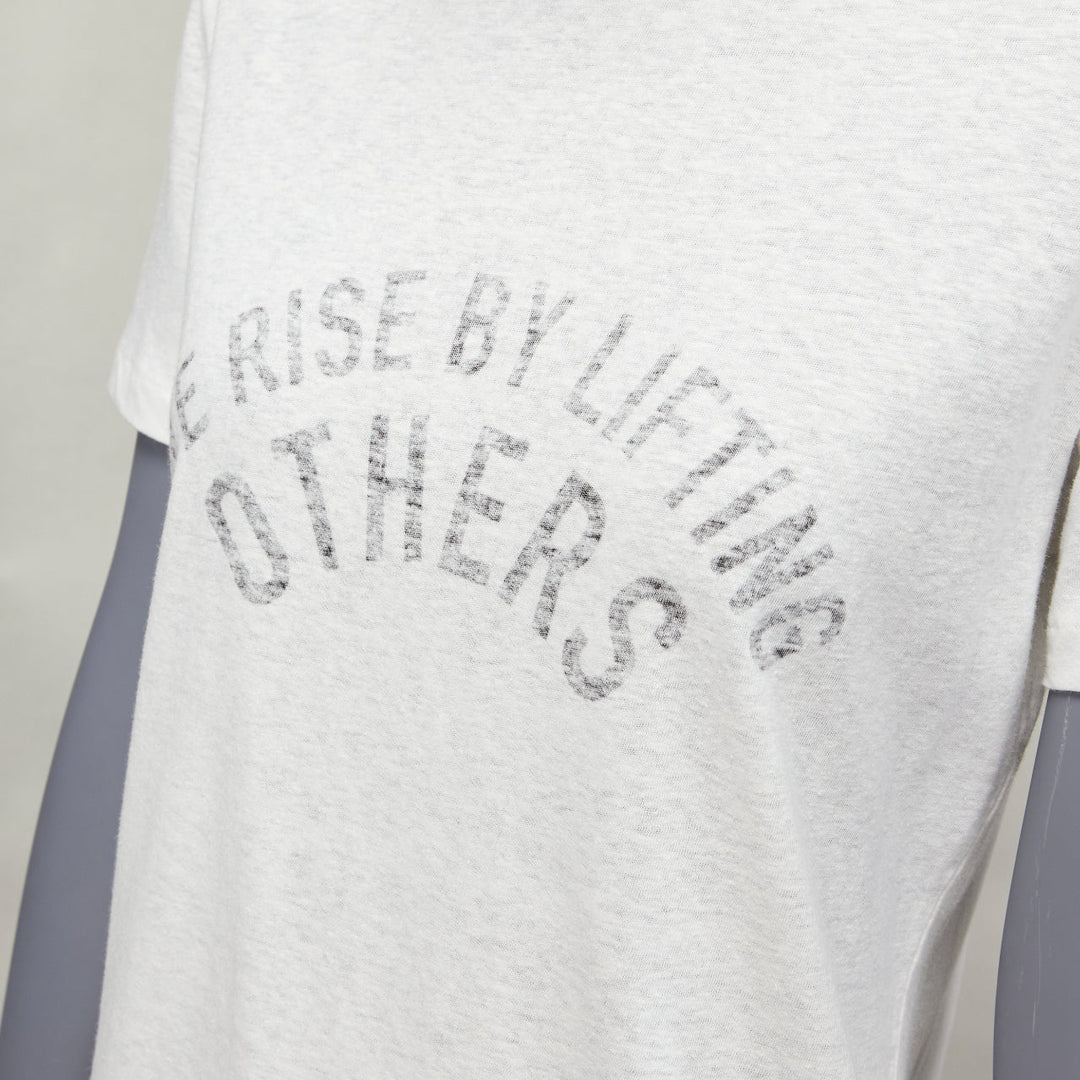 DIOR WE Rise By Lifting Others reversed print cotton linen white tshirt XS