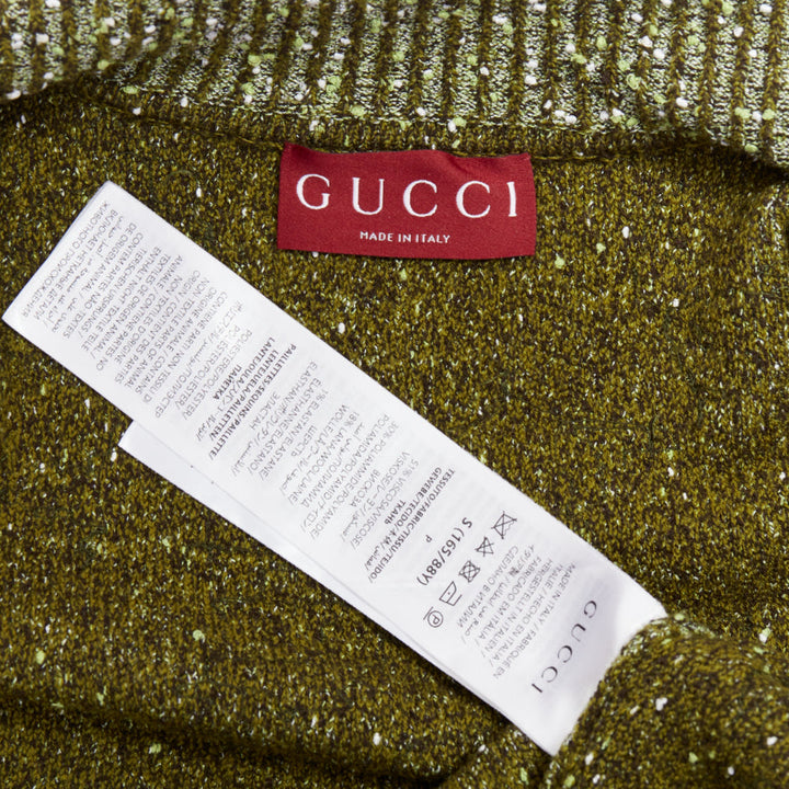GUCCI De Sarno dark green boucle knit multi pailettes cardigan S