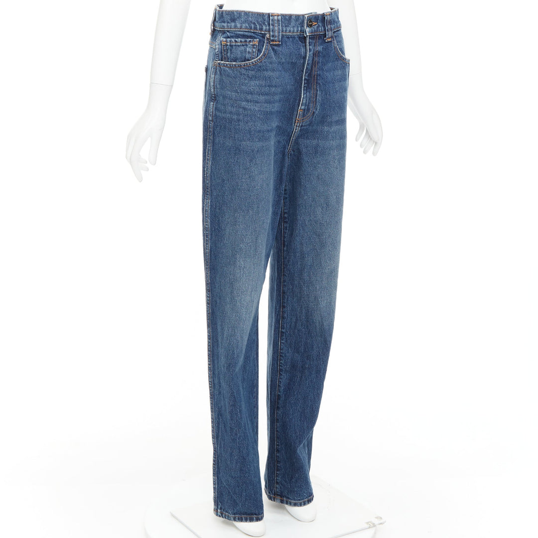 KHAITE Albi dark blue washed high waist tapered relaxed jeans 30"