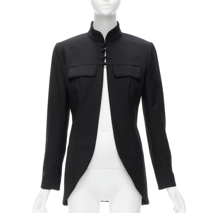 CHRISTIAN DIOR John Galliano 1999 Runway black Mao Mandarin collar jacket FR38 M