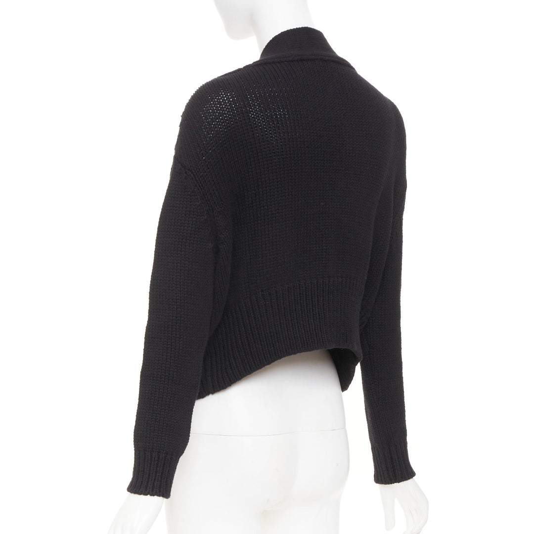 ADEAM off shoulder multi ribbon tie cotton cashmere black wrap sweater top M