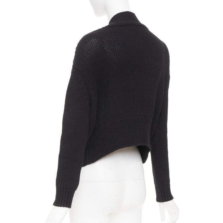 ADEAM off shoulder multi ribbon tie cotton cashmere black wrap sweater top M