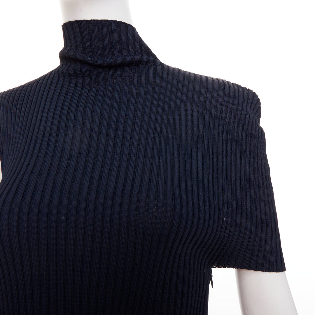 JW ANDERSON navy viscose ribbed turtleneck deconstructed mini dress XS