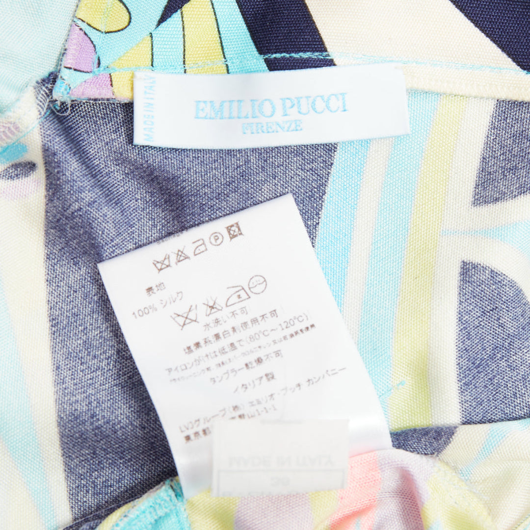 EMILIO PUCCI 100% silk light blue kaleidoscopic print mini dress IT40 S