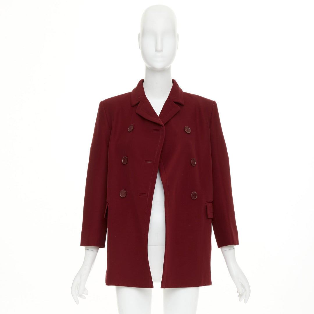 GUCCI 2025 Rosso Ancora wool silk cady martingale double breasted jacket IT40 S