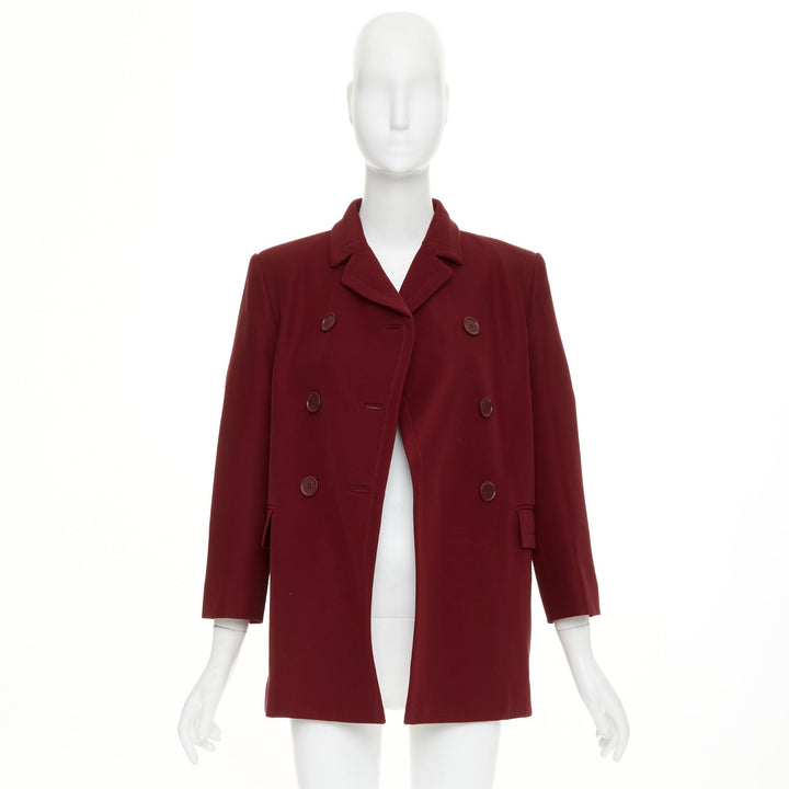 GUCCI 2025 Rosso Ancora wool silk cady martingale double breasted jacket IT40 S