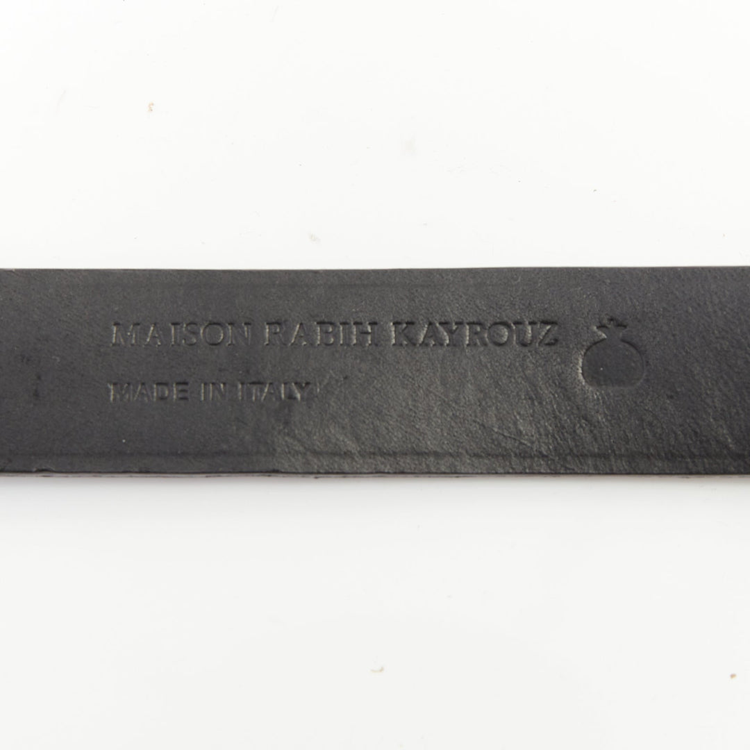 MAISON RABIH KAYROUZ gold bar plate smooth leather skinny waist belt 80cm