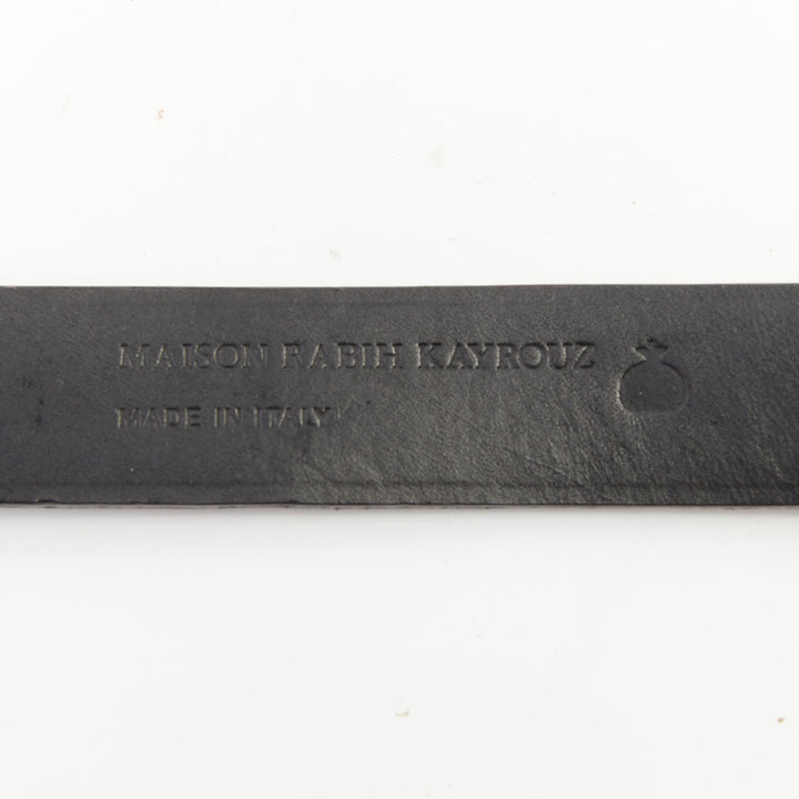 MAISON RABIH KAYROUZ gold bar plate smooth leather skinny waist belt 80cm