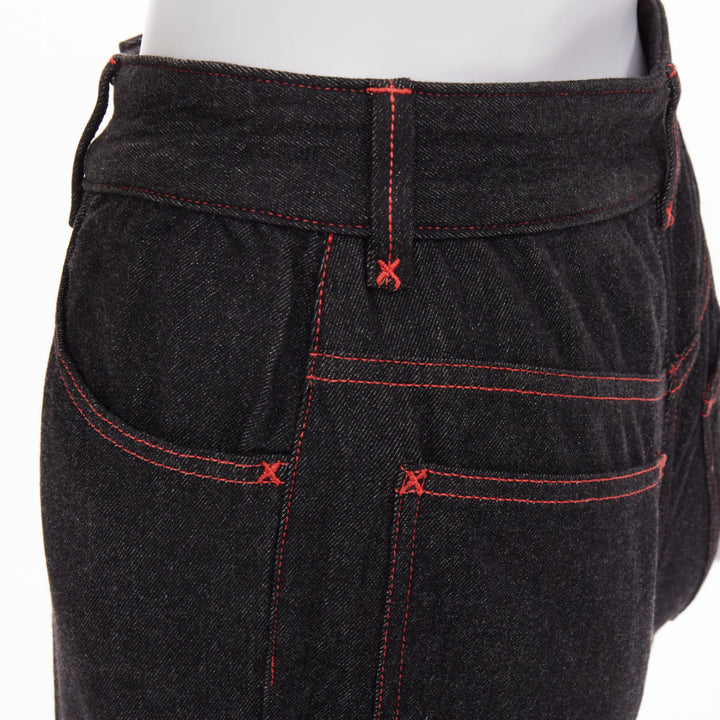 DOLCE GABBANA Vintage black viscose red topstitch high waisted jeans IT38 XS