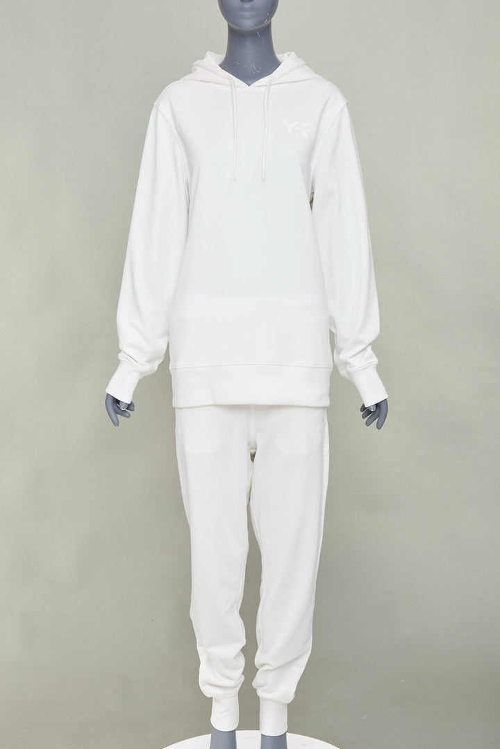 Y3 Classic Core white printed logo sleeved hoodie jogger track pants set S