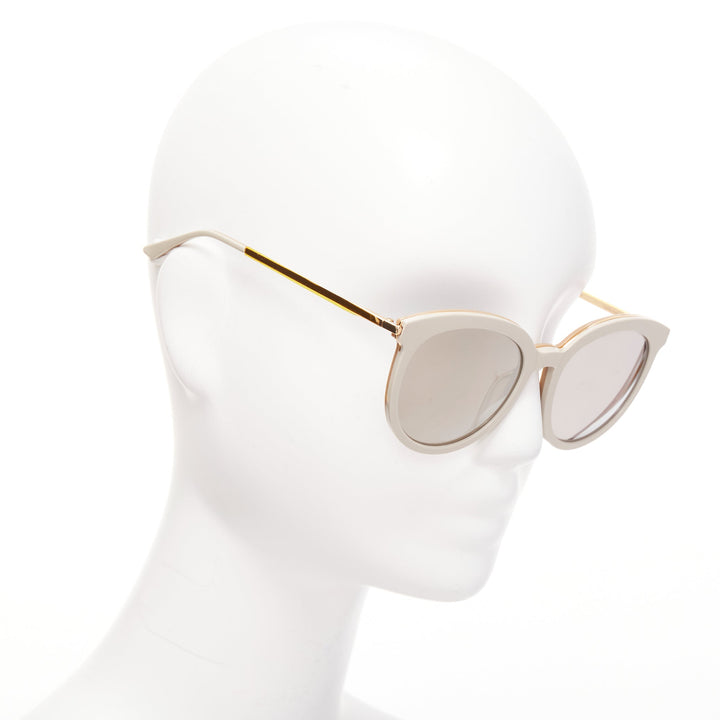 GENTLE MONSTER Vanilla Road beige acetate gold arm reflective sunglasses