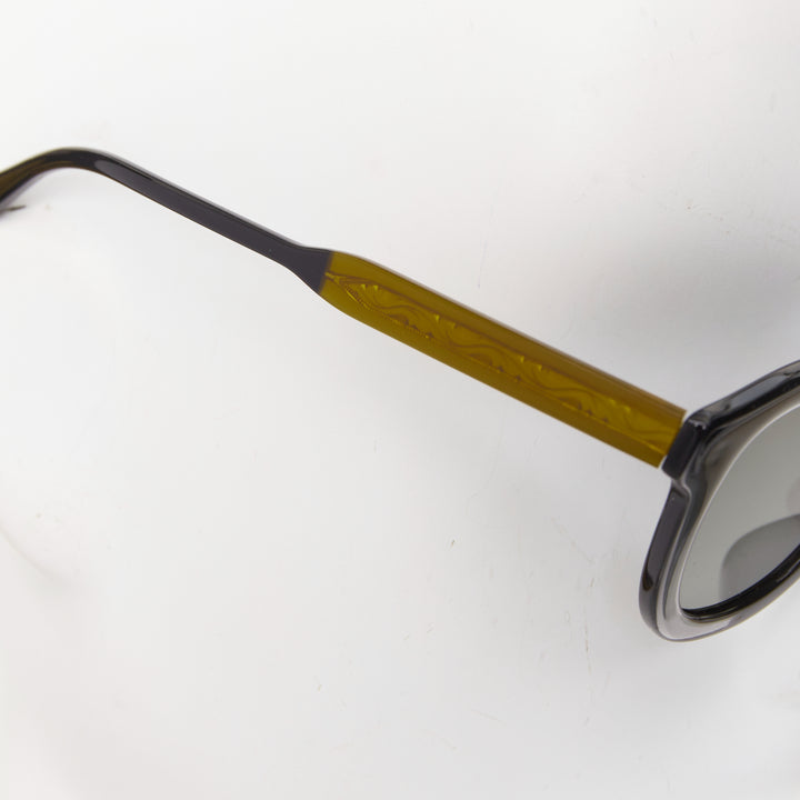 EYEVAN 7285 750 black orange frame amber temple hand-crafted sunglasses
