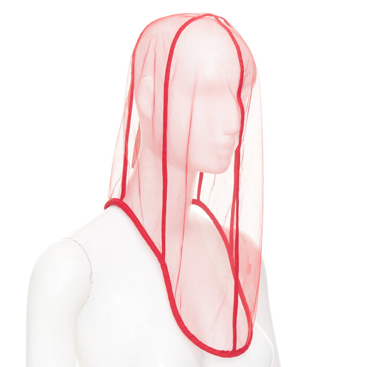 rare RICK OWENS 2024 Lido Runway sheer nylon tulle helmet mask hood veil S