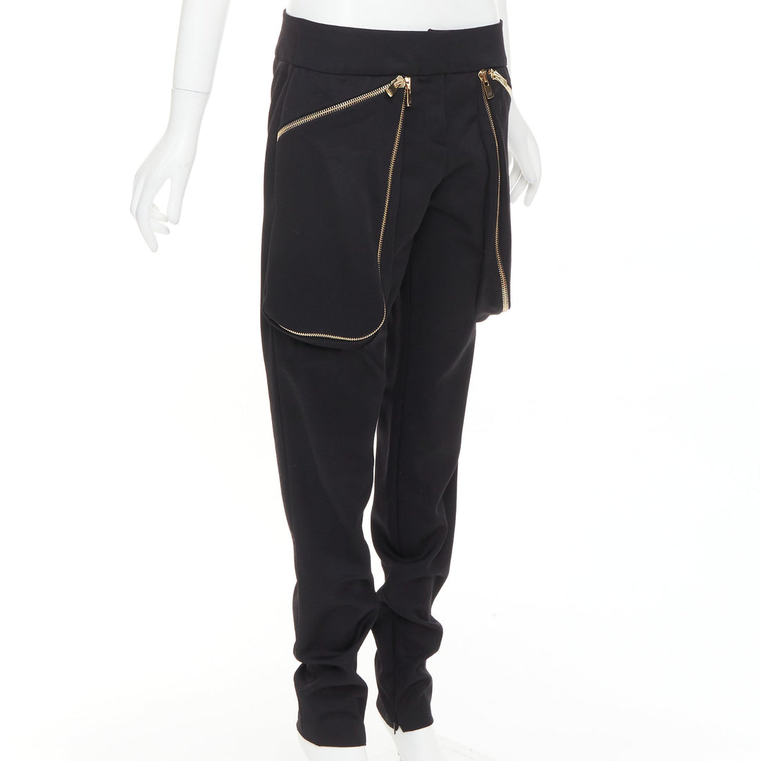 ALEXANDRE VAUTHIER COUTURE SS2016 Runway black gold zip cargo pocket harem pants