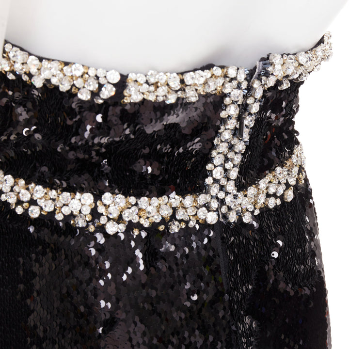 rare ALEXANDRE VAUTHIER COUTURE 2021 black silver crystal sequin maxi skirt
