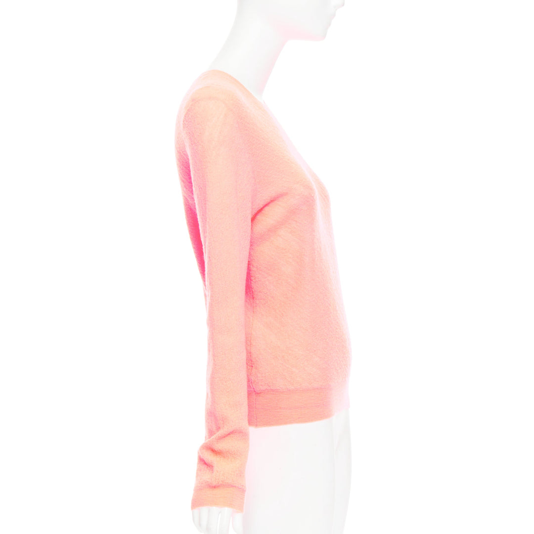 OLD CELINE Phoebe Philo neon coral pink wool knitted sweater S
