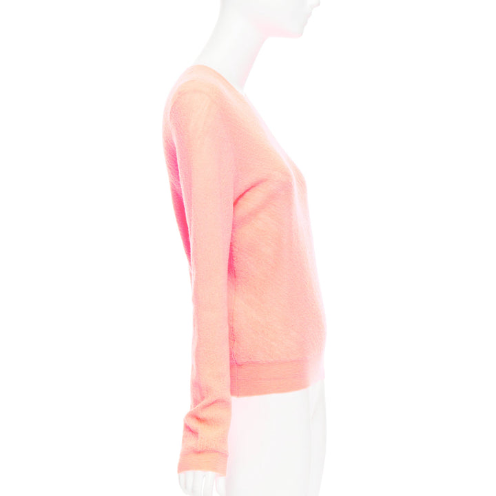 OLD CELINE Phoebe Philo neon coral pink wool knitted sweater S