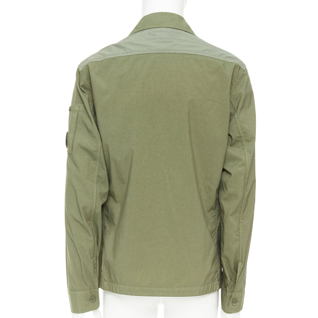 CP COMPANY 101A Taylon P olive green garment dye pocketed overshirt jacket L