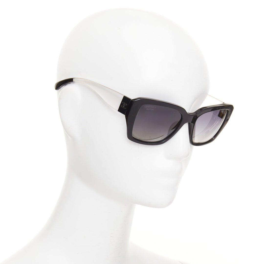 CHANEL 5263A  black clear square frame polarized CC logo sunglasses