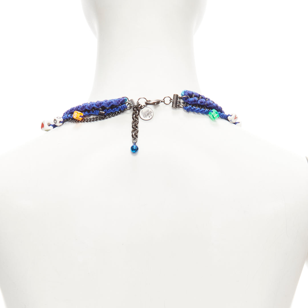 VANESSA ARIZAGA blue rope chain colorful charm skull dice necklace