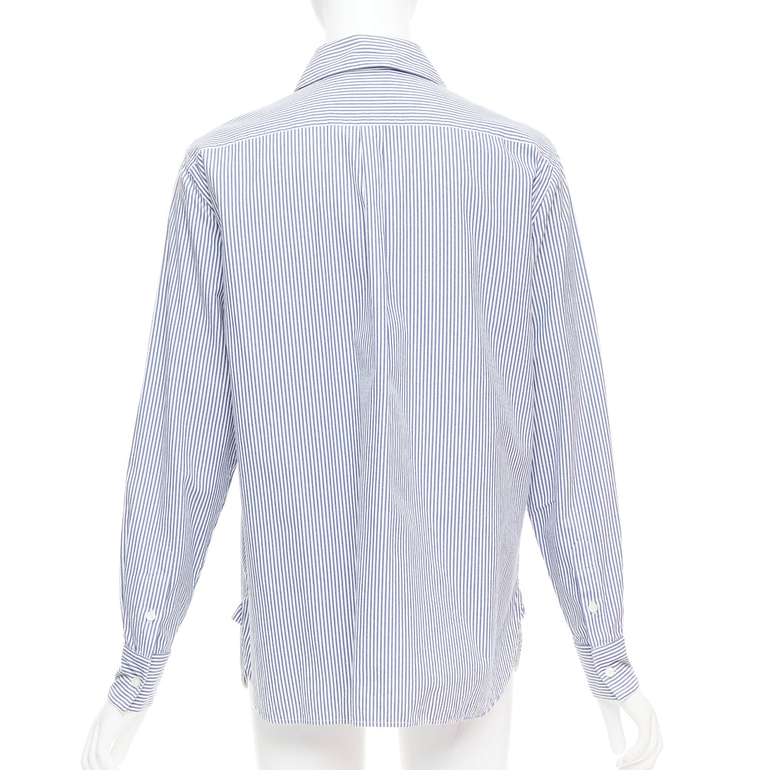 OLD CELINE Phoebe Philo 2015 Runway crochet detail blue striped shirt FR36 S