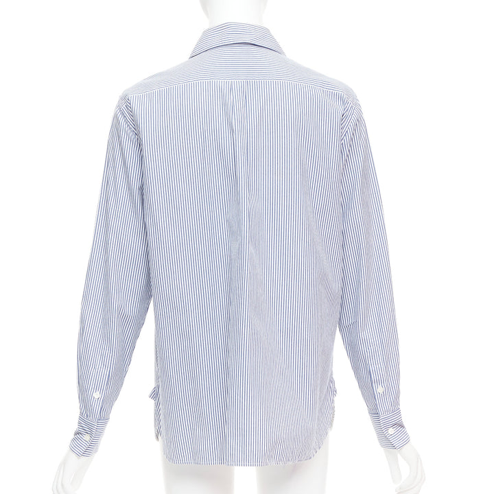 OLD CELINE Phoebe Philo 2015 Runway crochet detail blue striped shirt FR36 S