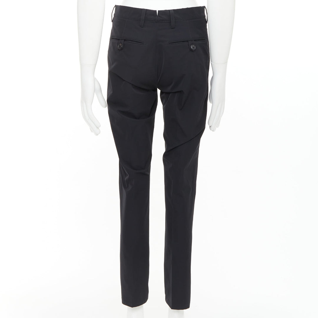PRADA 2019 black shiny nylon mid waisted tapered dress cropped pants IT44 XS