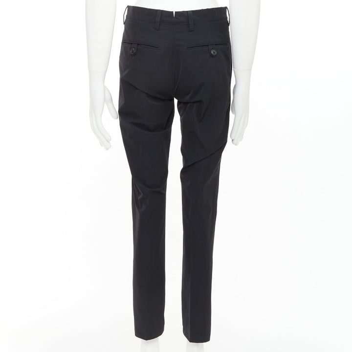 PRADA 2019 black shiny nylon mid waisted tapered dress cropped pants IT44 XS